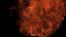 Thick Fire Ball Moving In Slow Motion Vertically