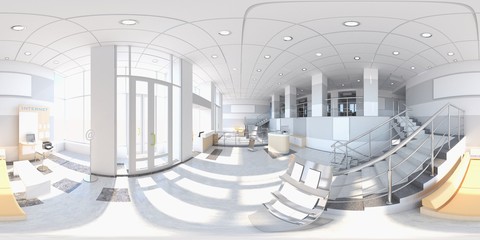 Wall Mural - spherical panorama of the interior, 3D illustration