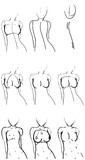 Female breast drawing tutorial. Drawing a woman's body with an emphasis on  breasts. Stock Illustration