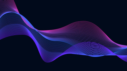 Poster - Abstract background with wave. Flowing colorful dynamic lines. Vector illustration.