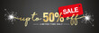 © simbos - 50 percent off sale handwritten and display tipography lettering sparkle firework gold red sticker black friday banner