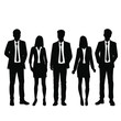 © Galina - Set of vector silhouettes of  men and a women, a group of standing business people, black color isolated on white background