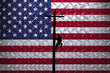Lineman Climbing with Gritty USA Flag Background