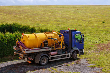 Sewage Tank truck. Sewer pumping machine. Septic truck