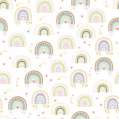 Wall Mural - Baby rainbow seamless pattern. Vector kids background