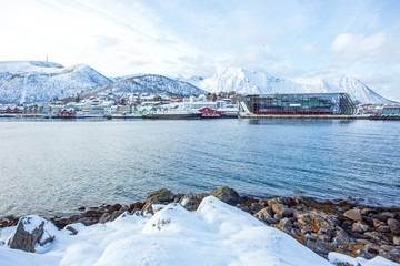 Stokmarknes is a town located on the northern coast of Nordland county, Norway. The town is the headquaters to the coastal express company, and also the Coastal Express Museum as seen on the right.