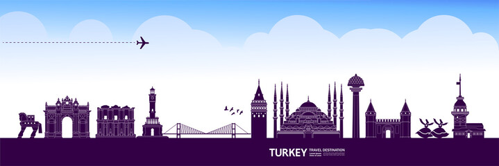 Fototapete - Turkey travel destination grand vector illustration. 