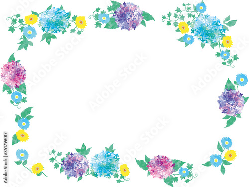 紫陽花とガーベラと葉の文字スペースのあるベクターイラスト Stock Vector Adobe Stock 紫陽花とガーベラと葉の文字スペースのあるベクターイラスト Stock Vector Adobe Stock