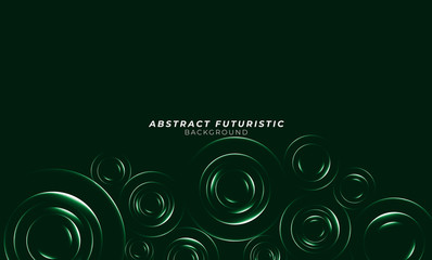 Wall Mural - Graphic green circles seamless pattern. Abstract futuristic art wallpaper. Vector illustration.