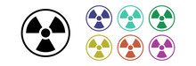 Nuclear Sign On A White Background Warning Of A Deadly Danger. Icon In Different Colors.