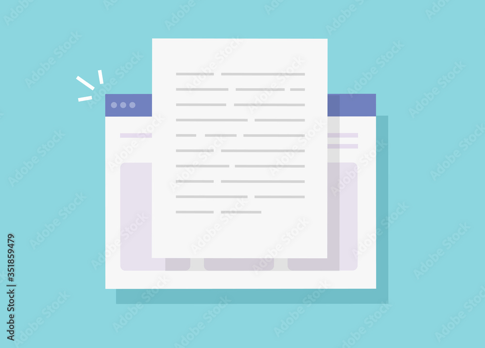 Text file document online or paper sheet letter writing on internet ...