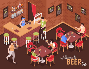 Canvas Print - Beer Bar Isometric Illustration