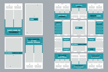 Naklejka na meble Medical Social Media Post and Story, Editable Healthcare Social Media Banner Template