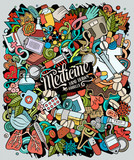 Fototapeta  - Medicine hand drawn vector doodles illustration. Medical poster design.
