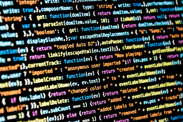 Programming code with black background