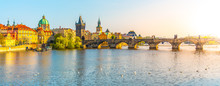 Charles Bridge And Vltava River In Prague, Czech Republic