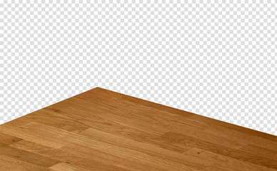 perspective view of empty wood or wooden table top on isolated background including clipping path