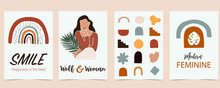 Collection Of Woman Background Set With Color.Editable Vector Illustration For Website, Invitation,postcard And Sticker