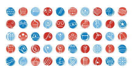 Wall Mural - bundle of usa set icons