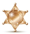 © Real Vector - 3d realistic vector silver badge of police forces or sheriff star.