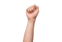Hand With Clenched A Fist, Isolated On A White Background With Clipping Path