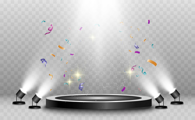 Wall Mural - winner background with signs of first, second and third place on a round pedestal. vector winner pod