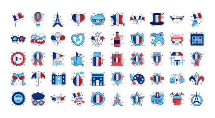 Poster - bundle of bastille day icons