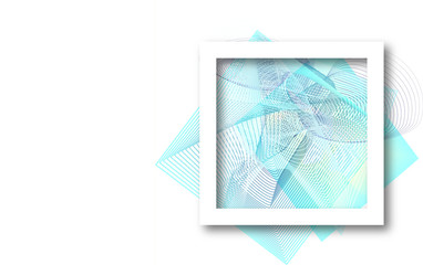 Canvas Print - abstract geometric line art background with white frame on white background for copy space