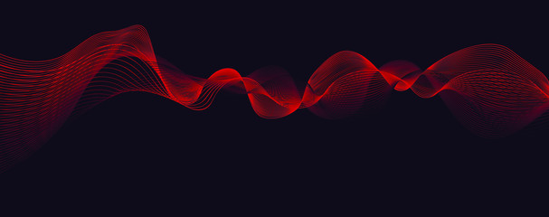 abstract background with red wave lines