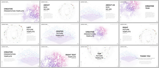 Presentation design vector template, multipurpose template for presentation slide, flyer, brochure cover design, infographic presentation. Deep learning artificial intelligence. Big data visualization