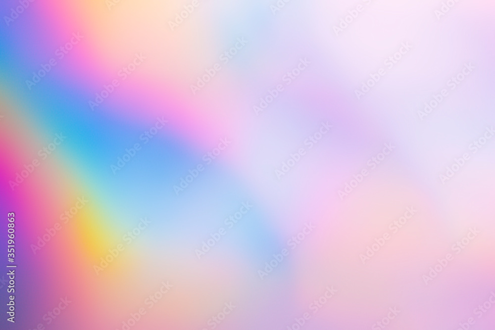 Holographic color wrinkled foil. Blur holographic rainbow color. - obrazy, fototapety, plakaty 