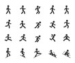 Vector set of movement people flat icons. Contains icons walking, running, jumping, climbing, descending, gait and more. Pixel perfect.