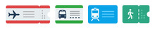 Set Of Tickets For Various Modes Of Transport And A Pass Metro Vector Icon Flat Isolated Illustration