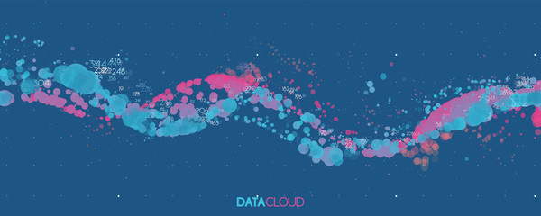Wall Mural - Big data blue wave visualization. Futuristic infographic. Information aesthetic design. Visual data complexity. Complex business chart analytics. Social network representation. Abstract data graph.