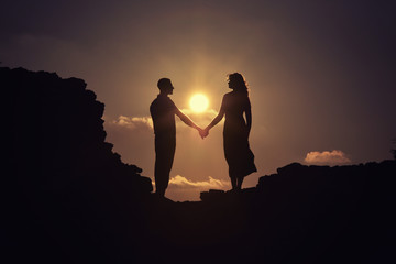 
Wedding photo shoot of a couple at sunset