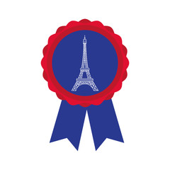 Sticker - medal with tower eiffel france hand draw style