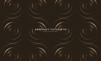 Wall Mural - Graphic gold circles seamless pattern. Abstract futuristic art wallpaper. Vector illustration.