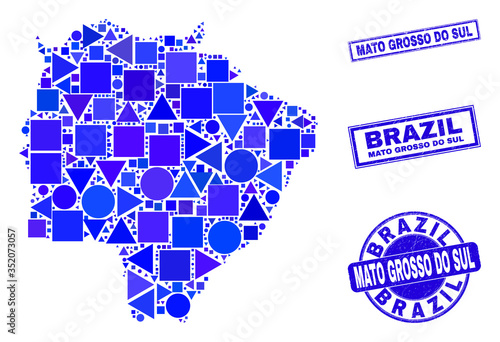 Cuadros en Lienzo Vector mosaic Mato Grosso do Sul State map