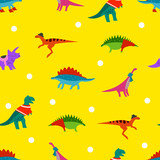 Fototapeta Dinusie - Dinosaurs in funny clothes