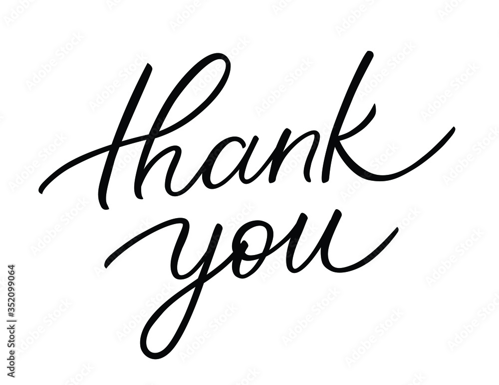 Vector illustration with thank you text. Lettering. Brush calligraphy ...