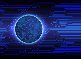 binary circuit board future technology, blue cyber security concept background, abstract hi speed digital internet. world map vector