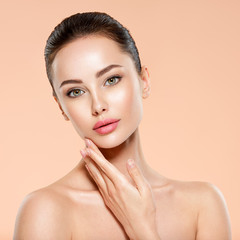 front portrait of the woman with beauty face - isolated