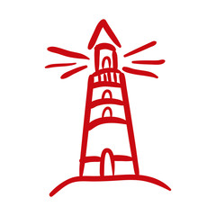 lighthouse maritime hand draw style icon