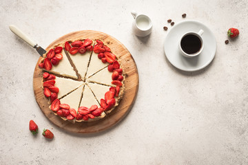 Canvas Print - Cheesecake with strawberries