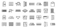 Modern Construction Materials Icons Set. Outline Set Of Modern Construction Materials Vector Icons For Web Design Isolated On White Background