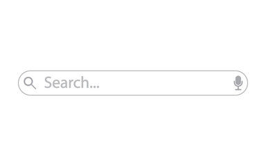 Search bar vector element design isolated on white background. Search address and navigation box for ui, app, website, internet browser. Flat interface with magnifier button and voice recognition icon