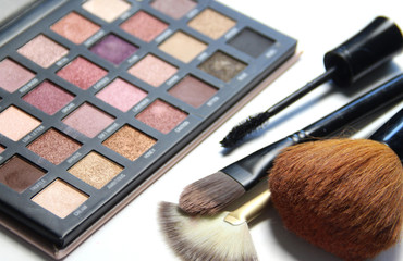 Make up palette and mix of brushes