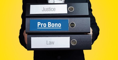 Wall Mural - Pro Bono. Lawyer carries a stack of 3 file folders. One folder has a blue label. Law, justice, judgement