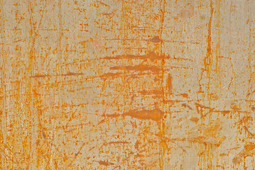 Wall Mural - Texture of an old metal fence. Scratched metal sheet with yellow paint.