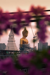 Wall Mural - Vertical image of new landmark big Buddha is under construction in Bangkok, Thailand.